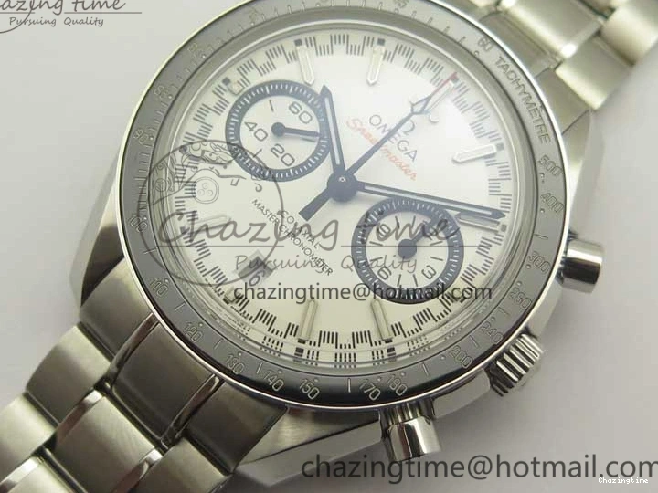 0217 UrbanChic Speedmaster Moonwatch OMF 1:1 Best Edition White Dial Black Hand on SS Bracelet A 8045